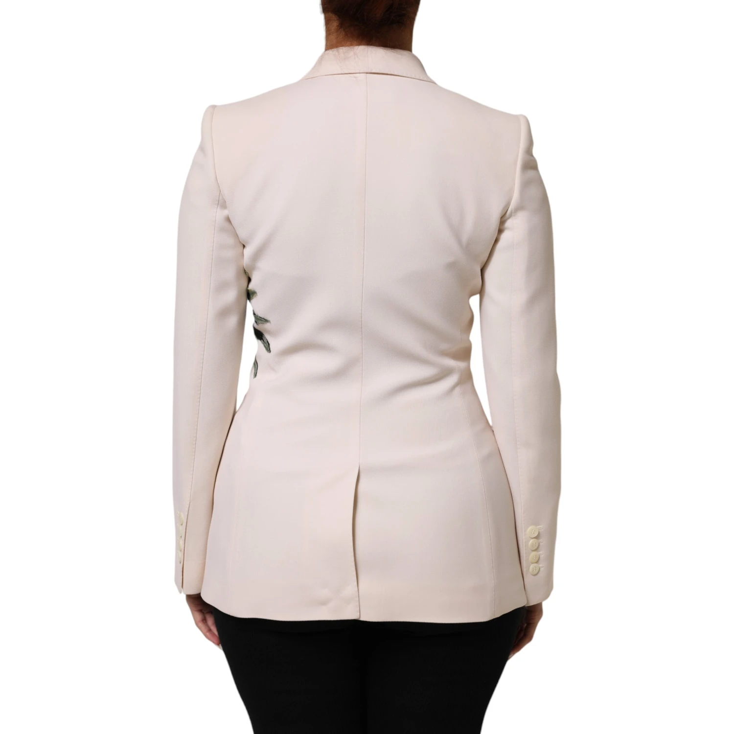 Beige Embroidered Single Breasted Jacket