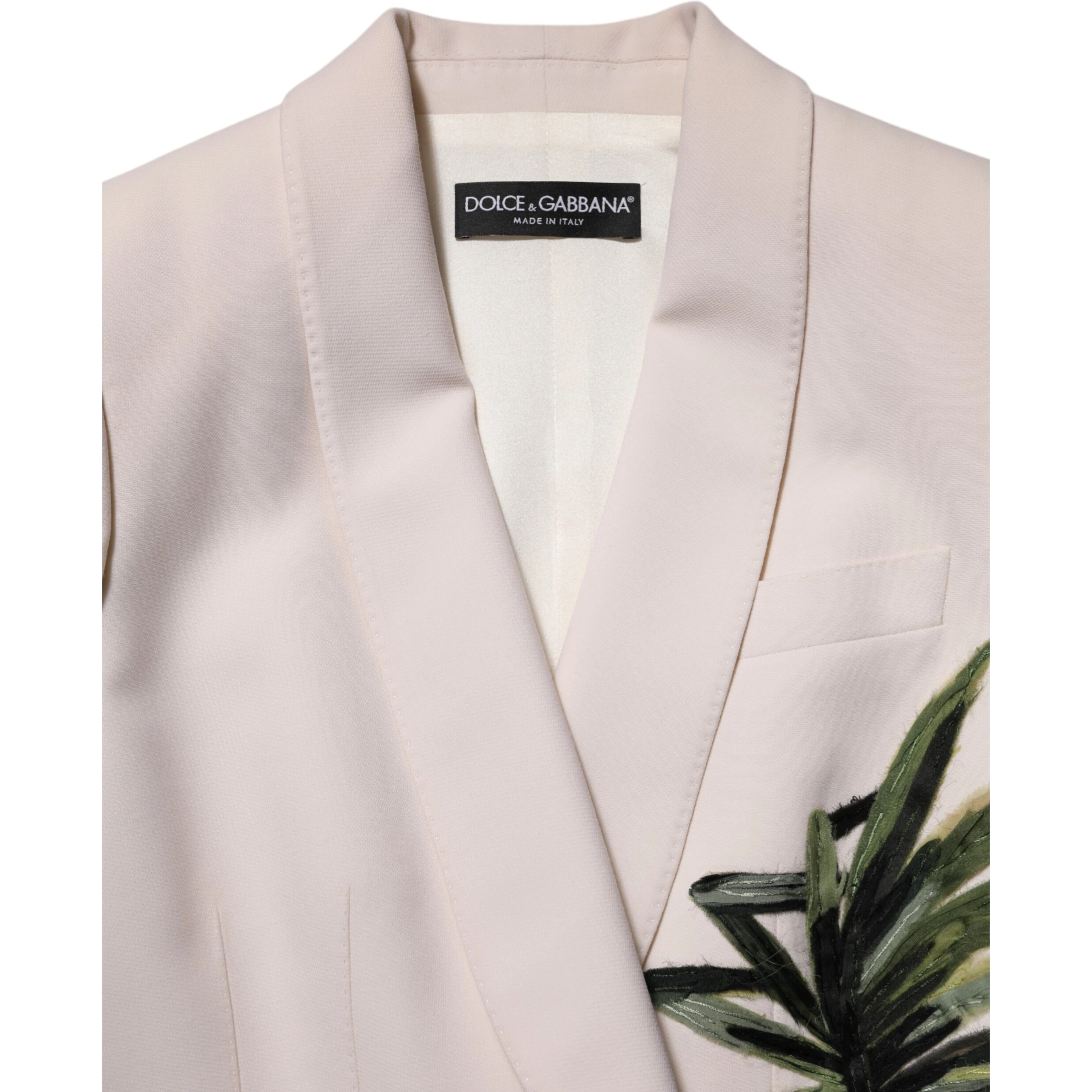 Beige Embroidered Single Breasted Jacket
