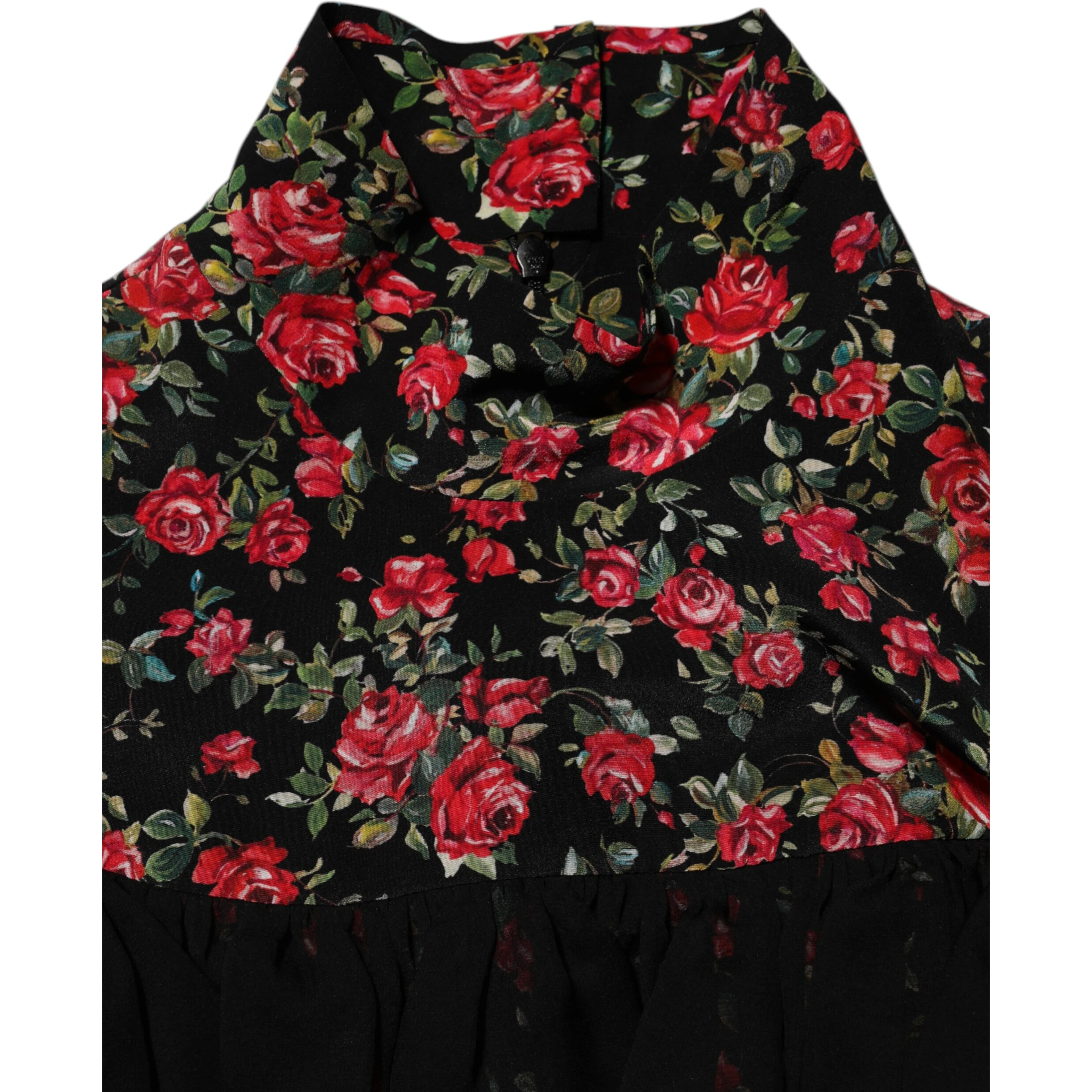 Black Floral Print Long Sleeve Blouse Top