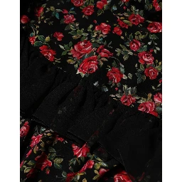Black Floral Print Long Sleeve Blouse Top