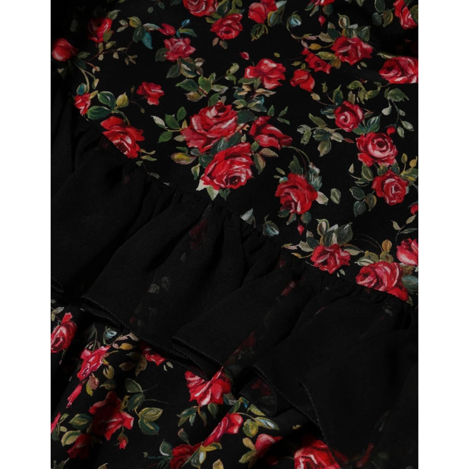 Black Floral Print Long Sleeve Blouse Top