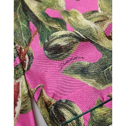 Hot Pink Fig Printed Silk Shirt Blouse Top