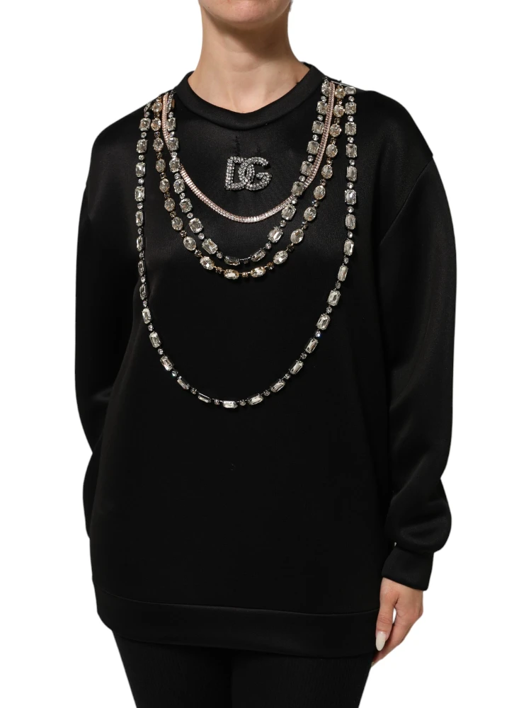 Black Crystal DG Necklace Sweatshirt Sweater