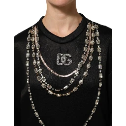 Black Crystal DG Necklace Sweatshirt Sweater