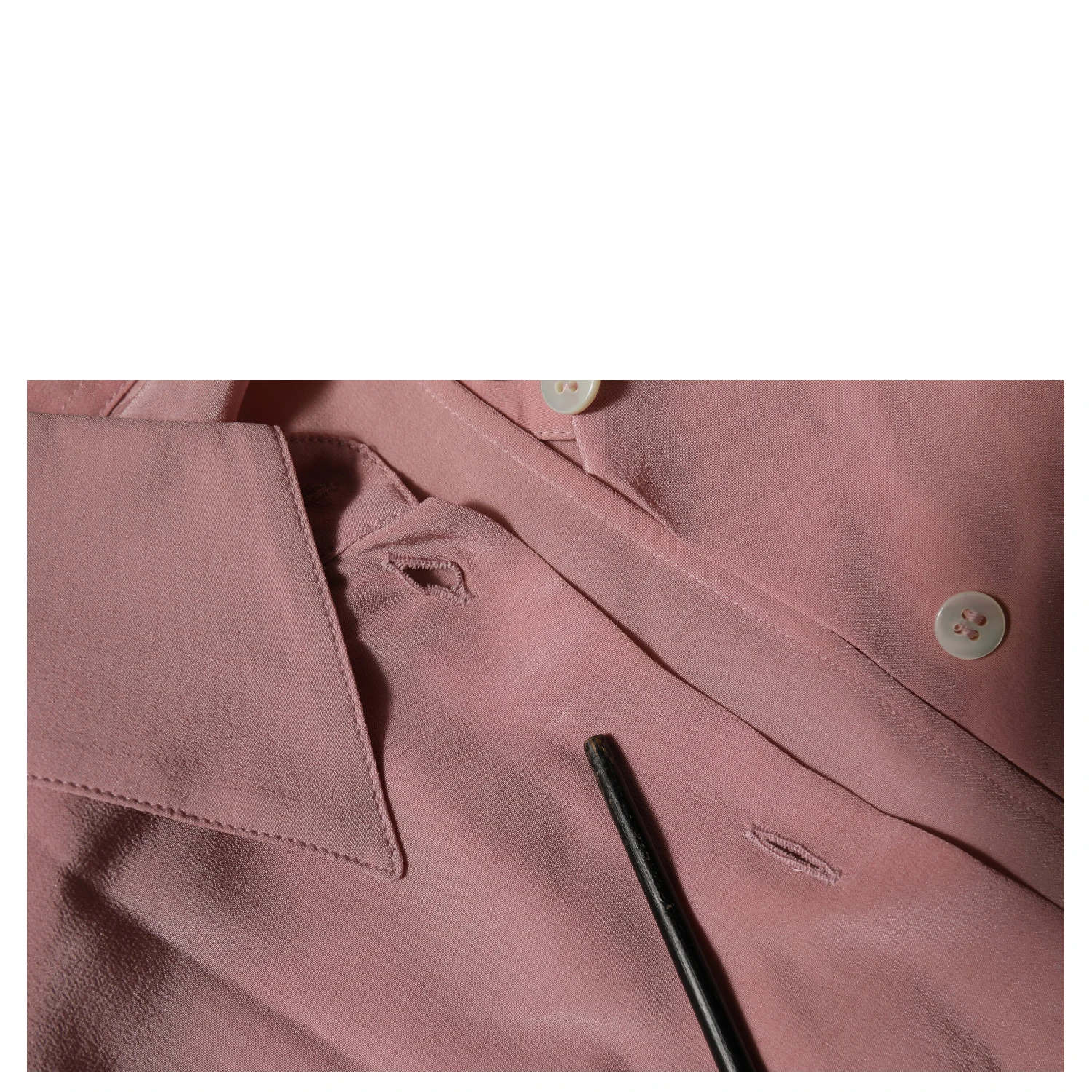 Pink Silk Collared Long Sleeves Blouse Top