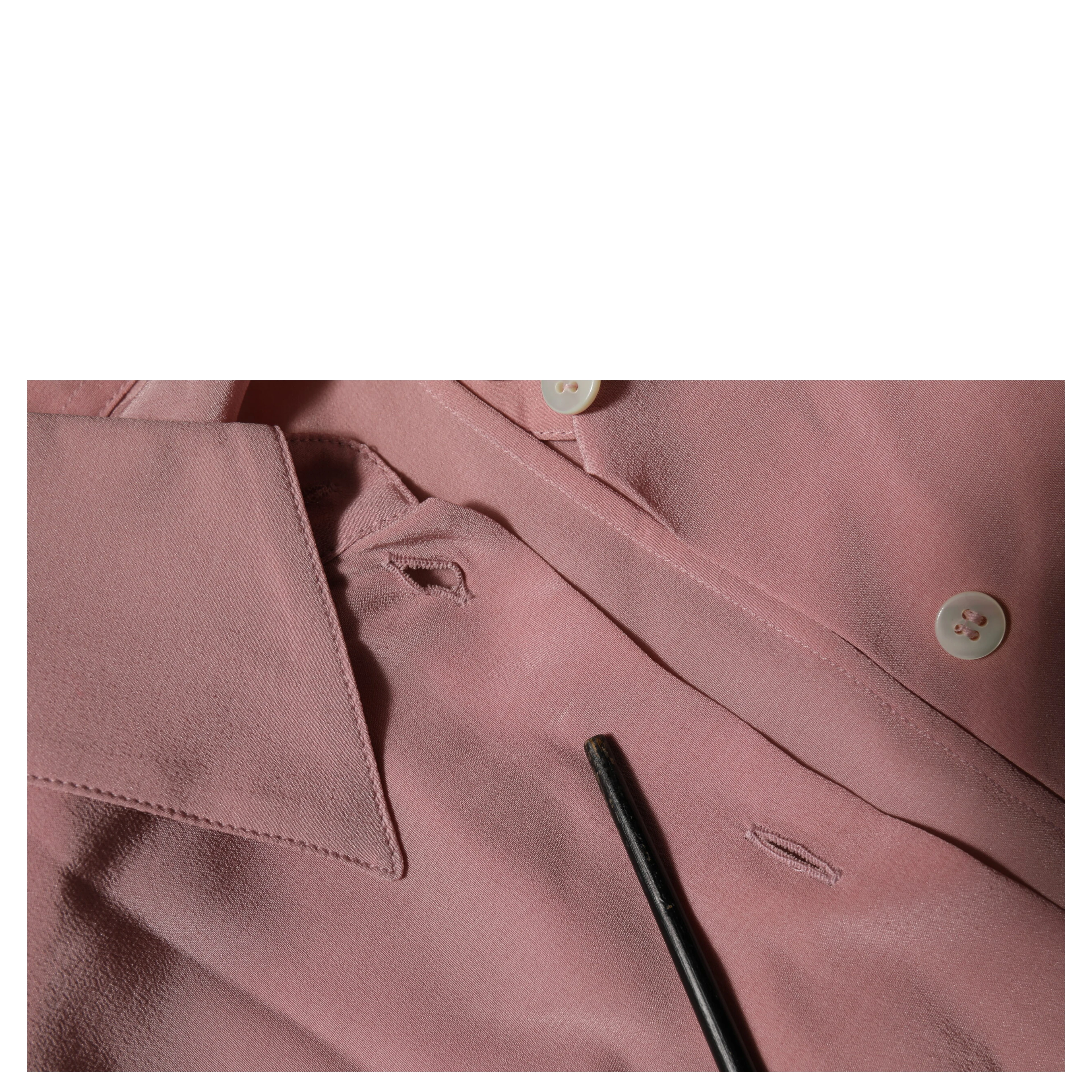 Pink Silk Collared Long Sleeves Blouse Top
