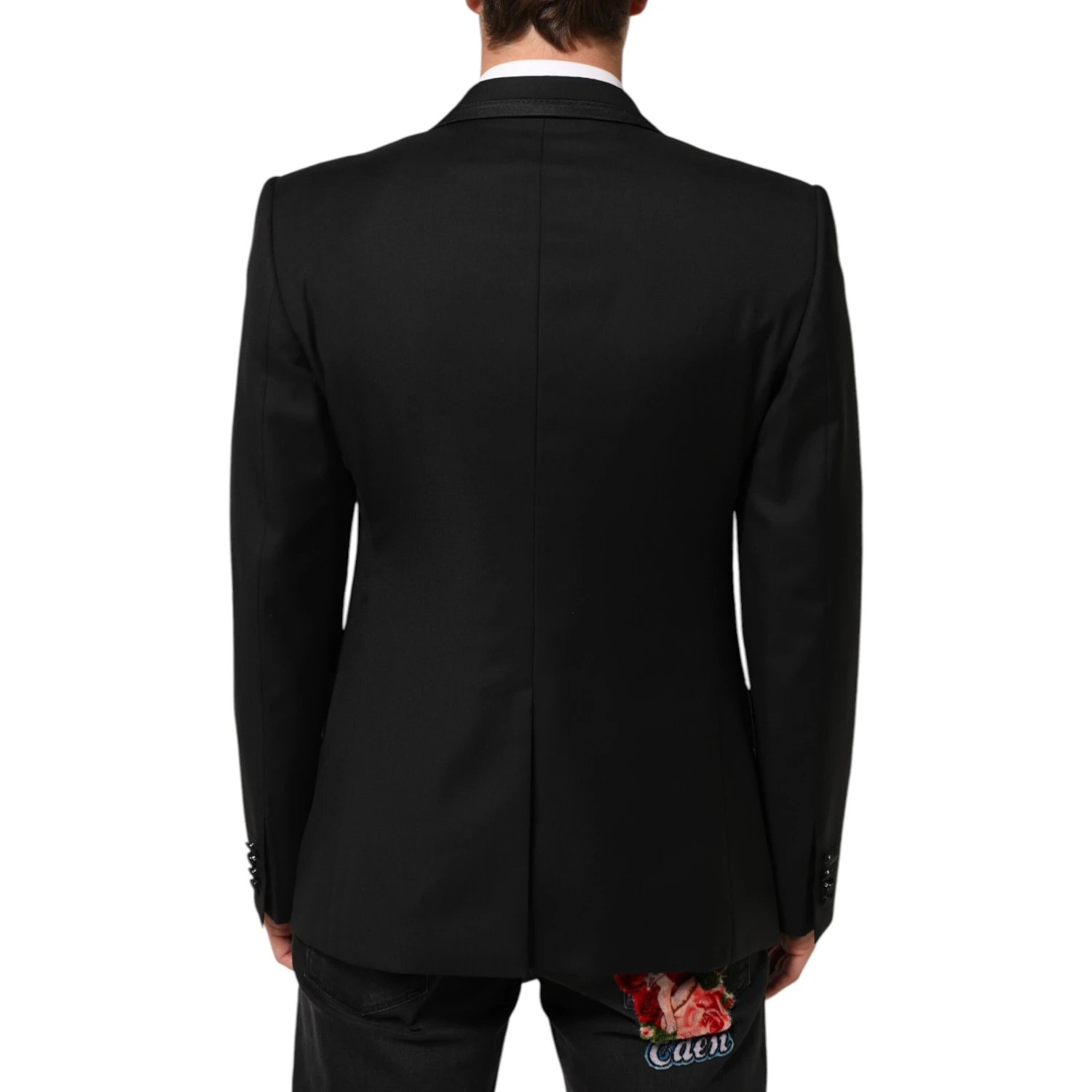 Black Wool 1 Button Suit Jacket Men Blazer