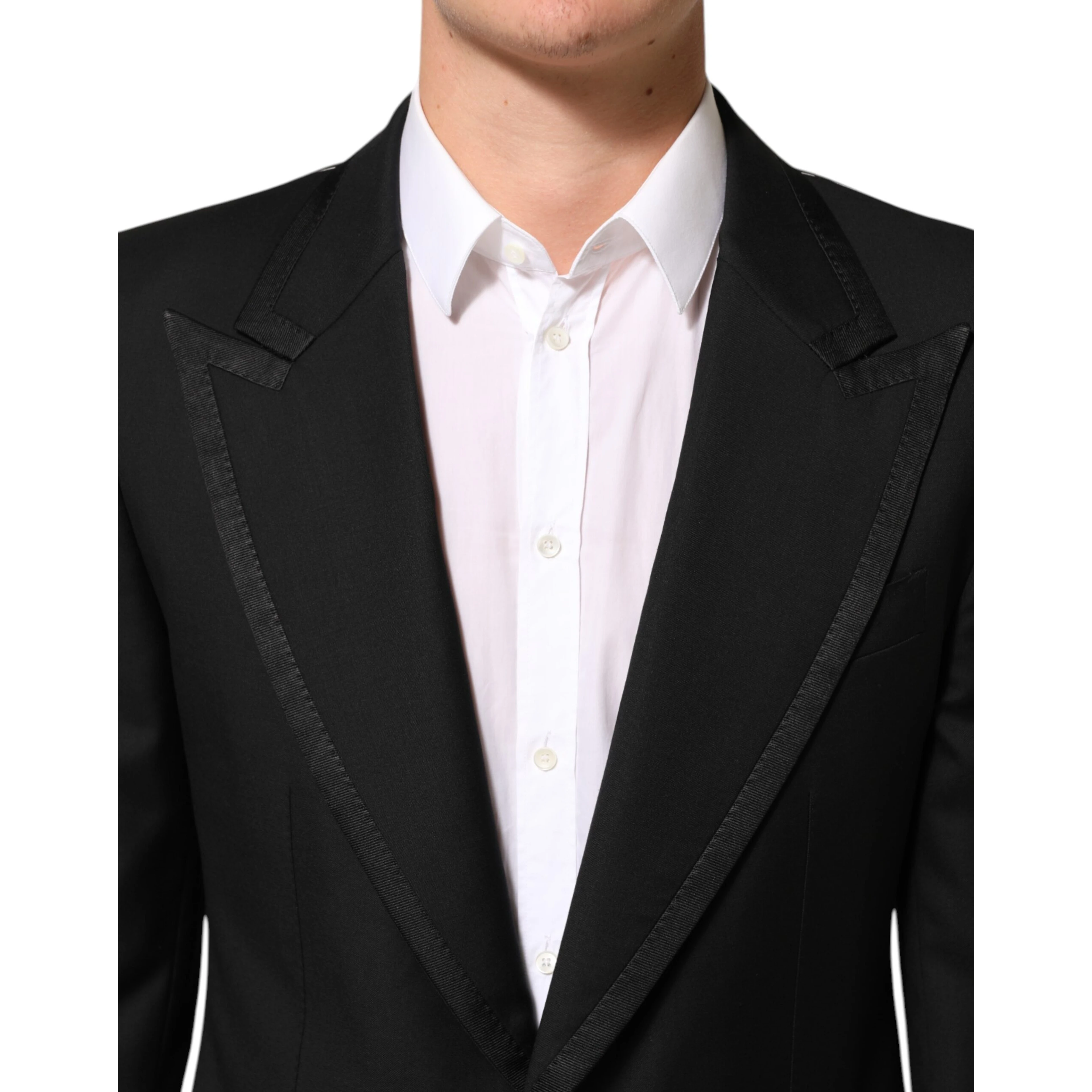 Black Wool 1 Button Suit Jacket Men Blazer