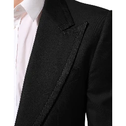 Black Wool 1 Button Suit Jacket Men Blazer