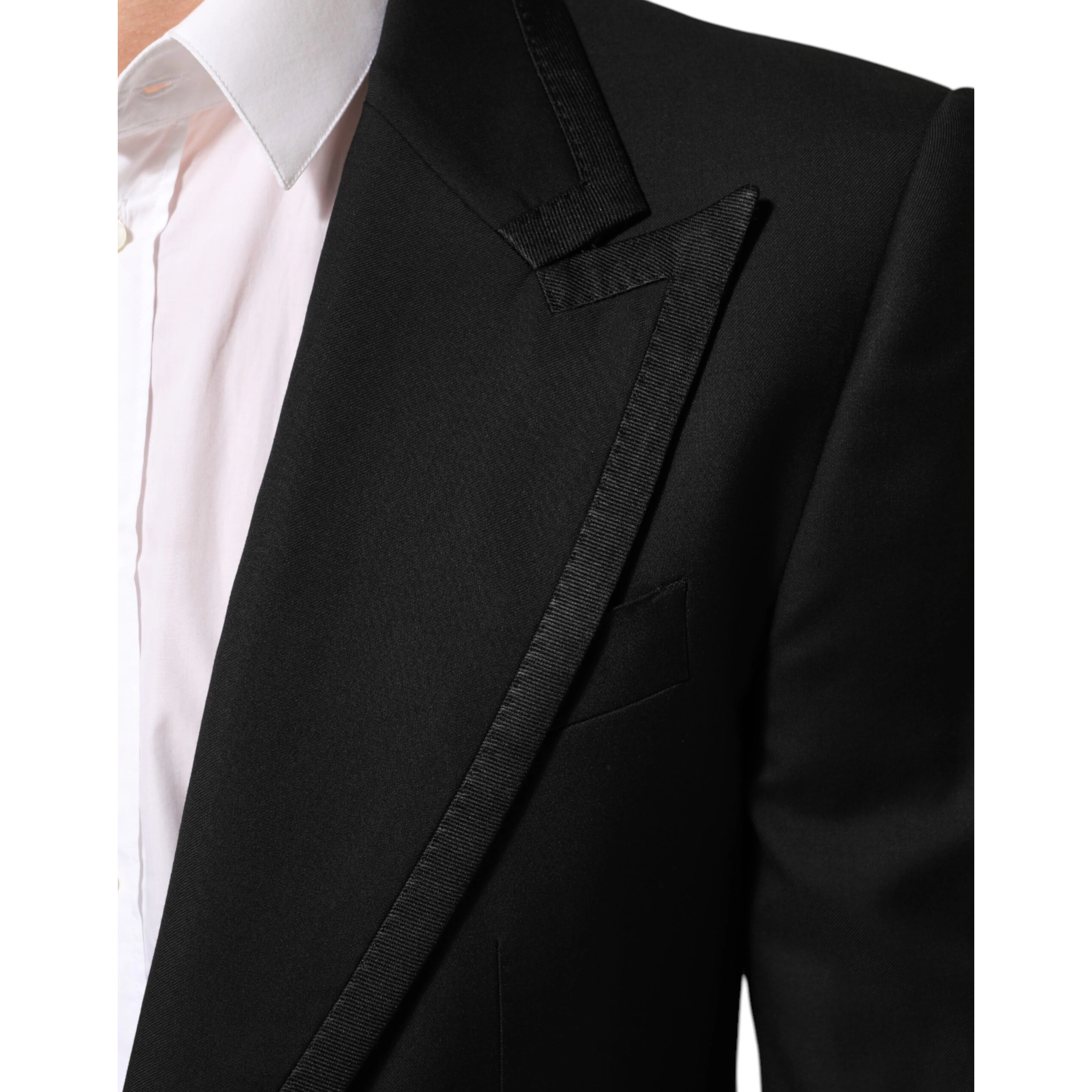 Black Wool 1 Button Suit Jacket Men Blazer