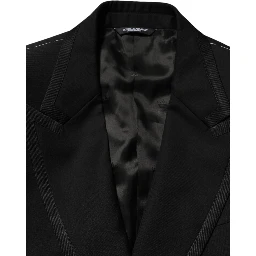 Black Wool 1 Button Suit Jacket Men Blazer