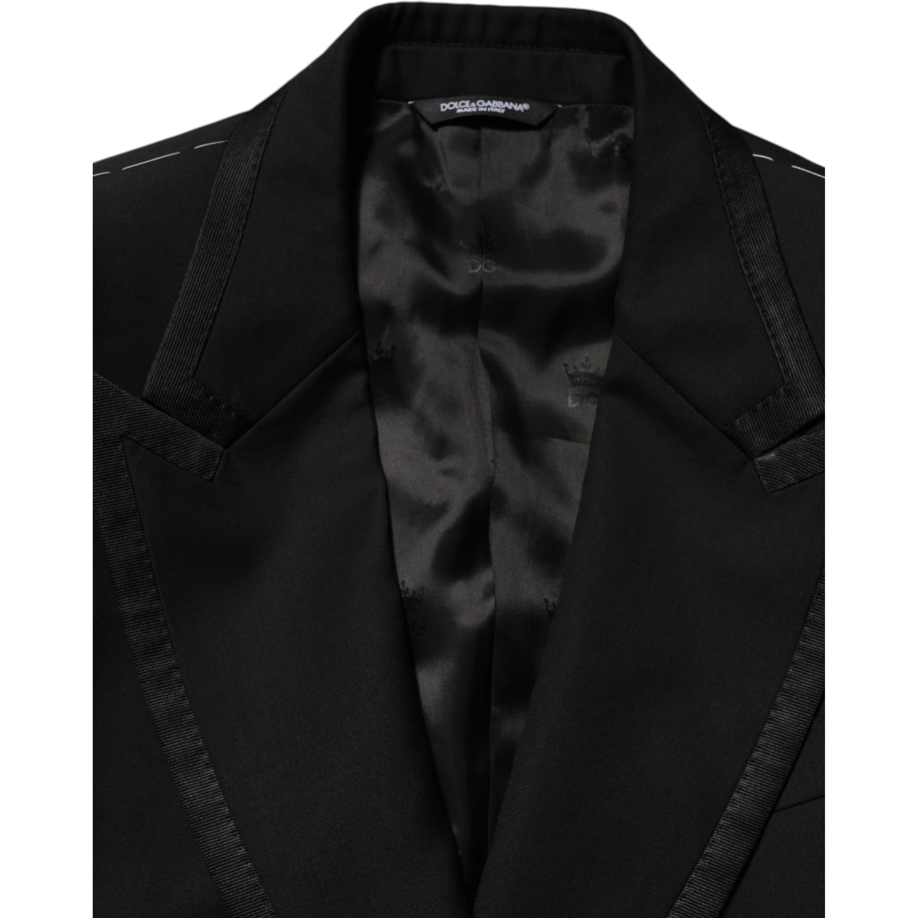 Black Wool 1 Button Suit Jacket Men Blazer