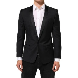 Black GOLD 1 Button Suit Jacket Men Blazer