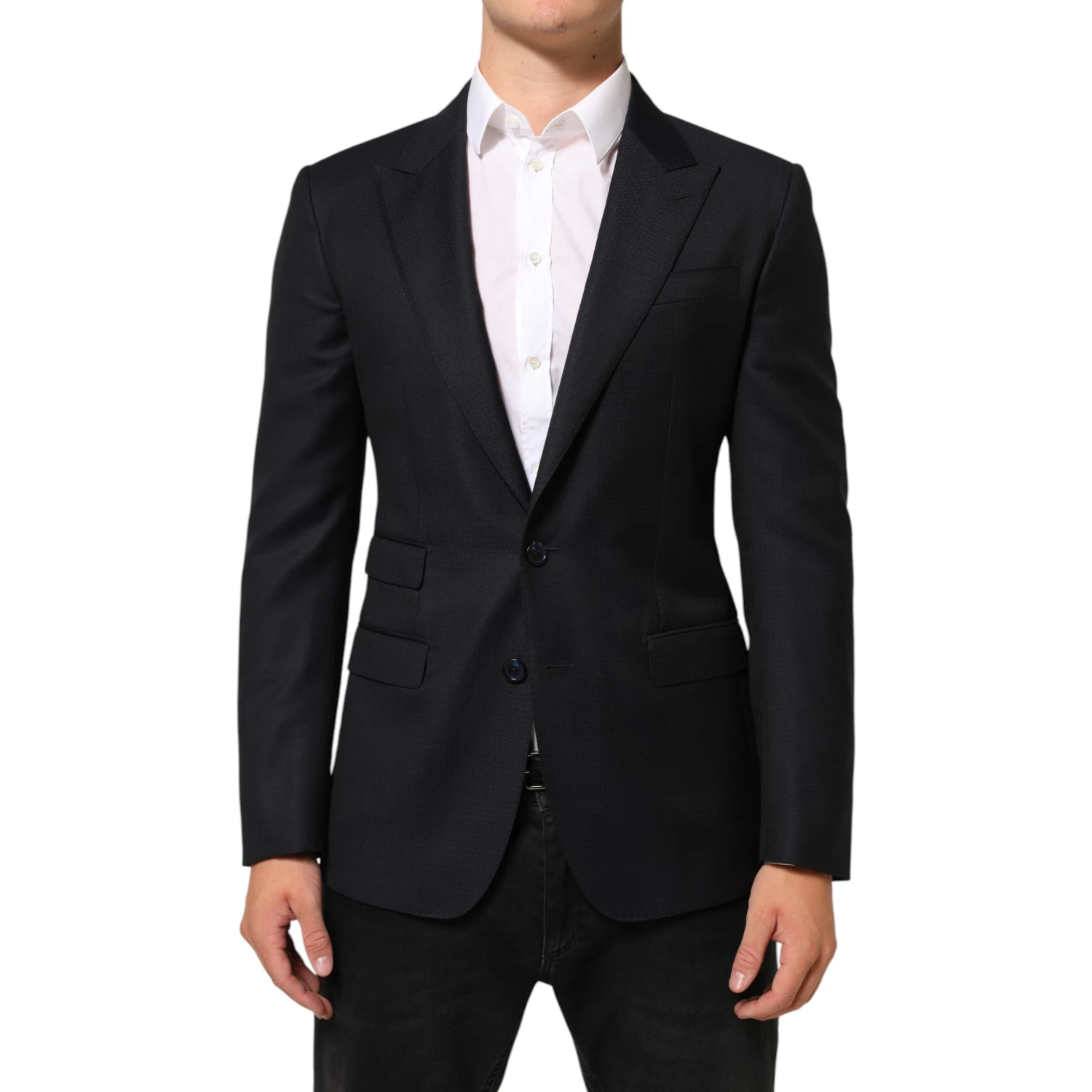 Black Wool NAPOLI 2 Button Men Suit Blazer