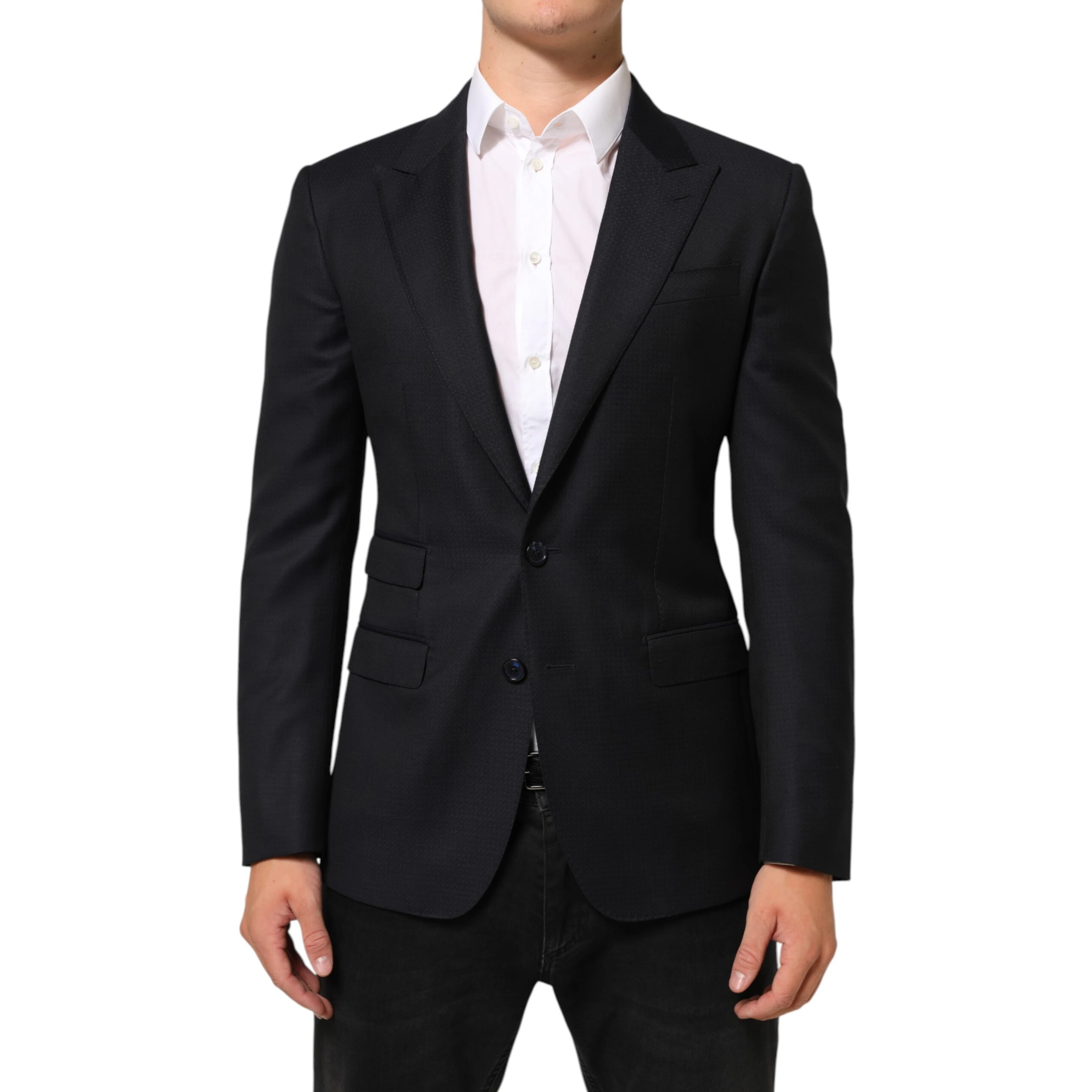 Black Wool NAPOLI 2 Button Men Suit Blazer