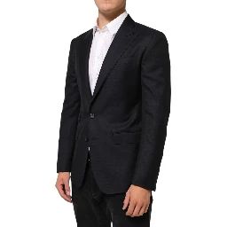 Black Wool NAPOLI 2 Button Men Suit Blazer