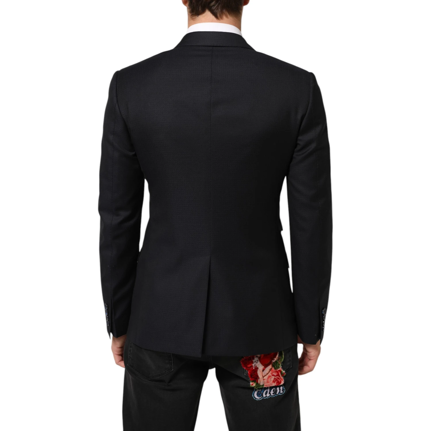 Black Wool NAPOLI 2 Button Men Suit Blazer