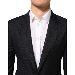 Black Wool NAPOLI 2 Button Men Suit Blazer