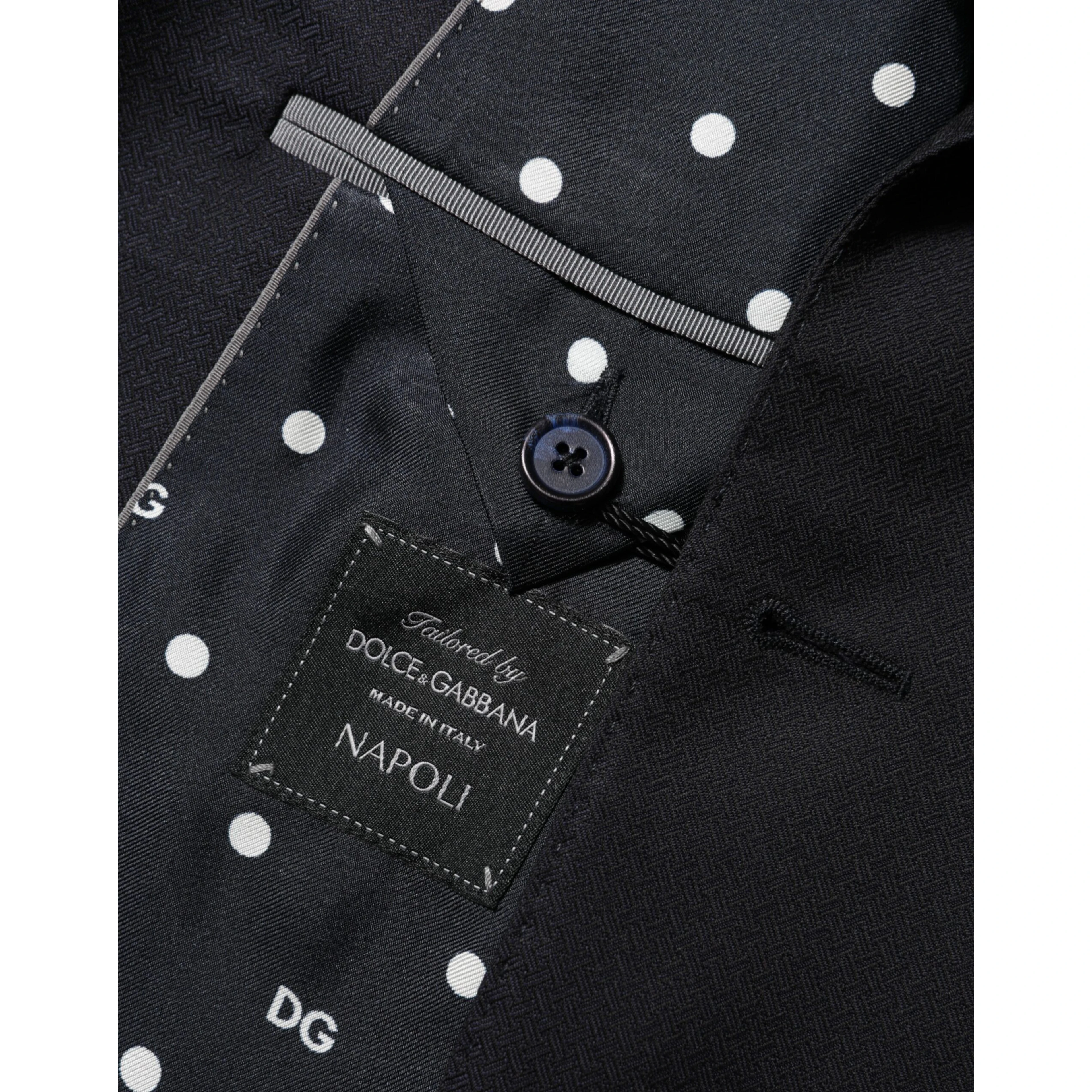 Black Wool NAPOLI 2 Button Men Suit Blazer