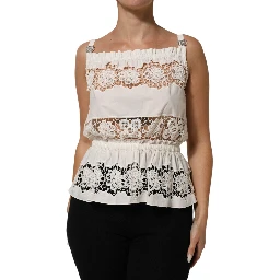 White Poplin Openwork Embroidery Tank Top