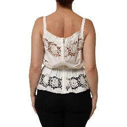 White Poplin Openwork Embroidery Tank Top