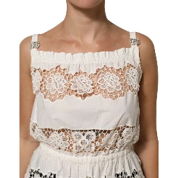 White Poplin Openwork Embroidery Tank Top