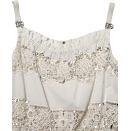 White Poplin Openwork Embroidery Tank Top