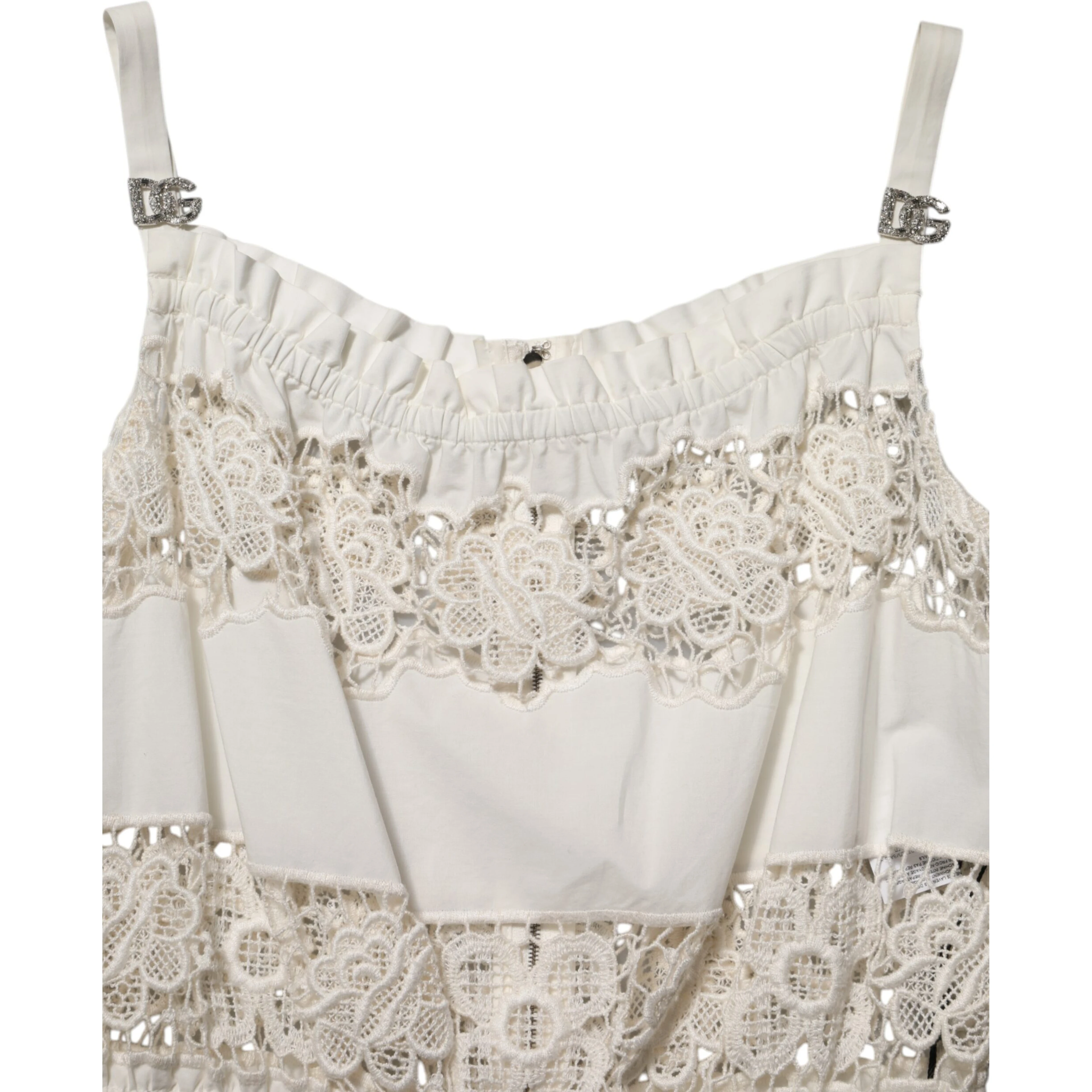 White Poplin Openwork Embroidery Tank Top