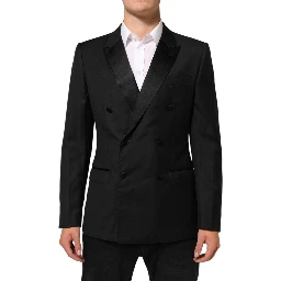 Black MARTINI Double-Breasted Suit Blazer