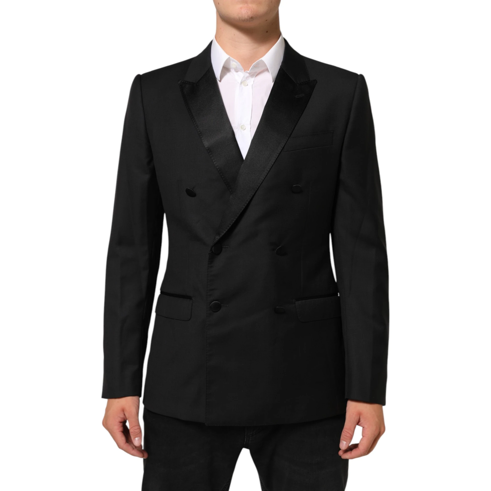 Black MARTINI Double-Breasted Suit Blazer