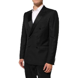 Black MARTINI Double-Breasted Suit Blazer
