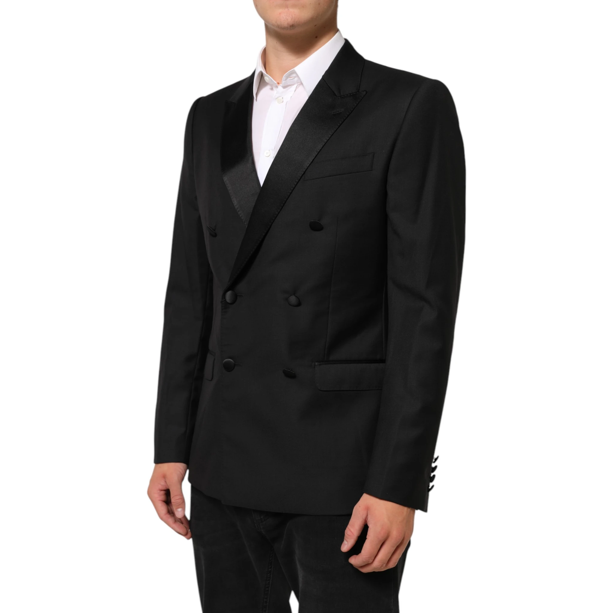 Black MARTINI Double-Breasted Suit Blazer