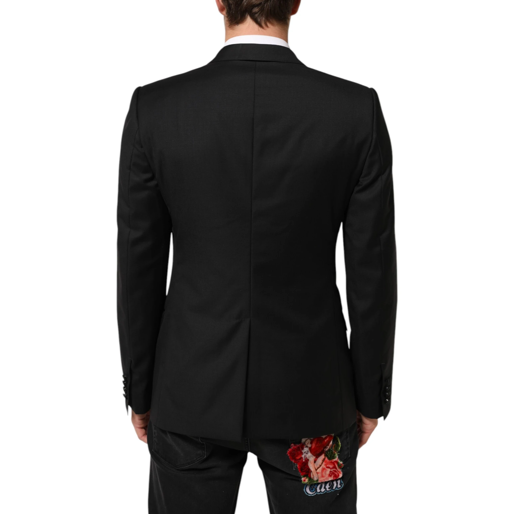 Black MARTINI Double-Breasted Suit Blazer