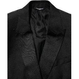 Black MARTINI Double-Breasted Suit Blazer