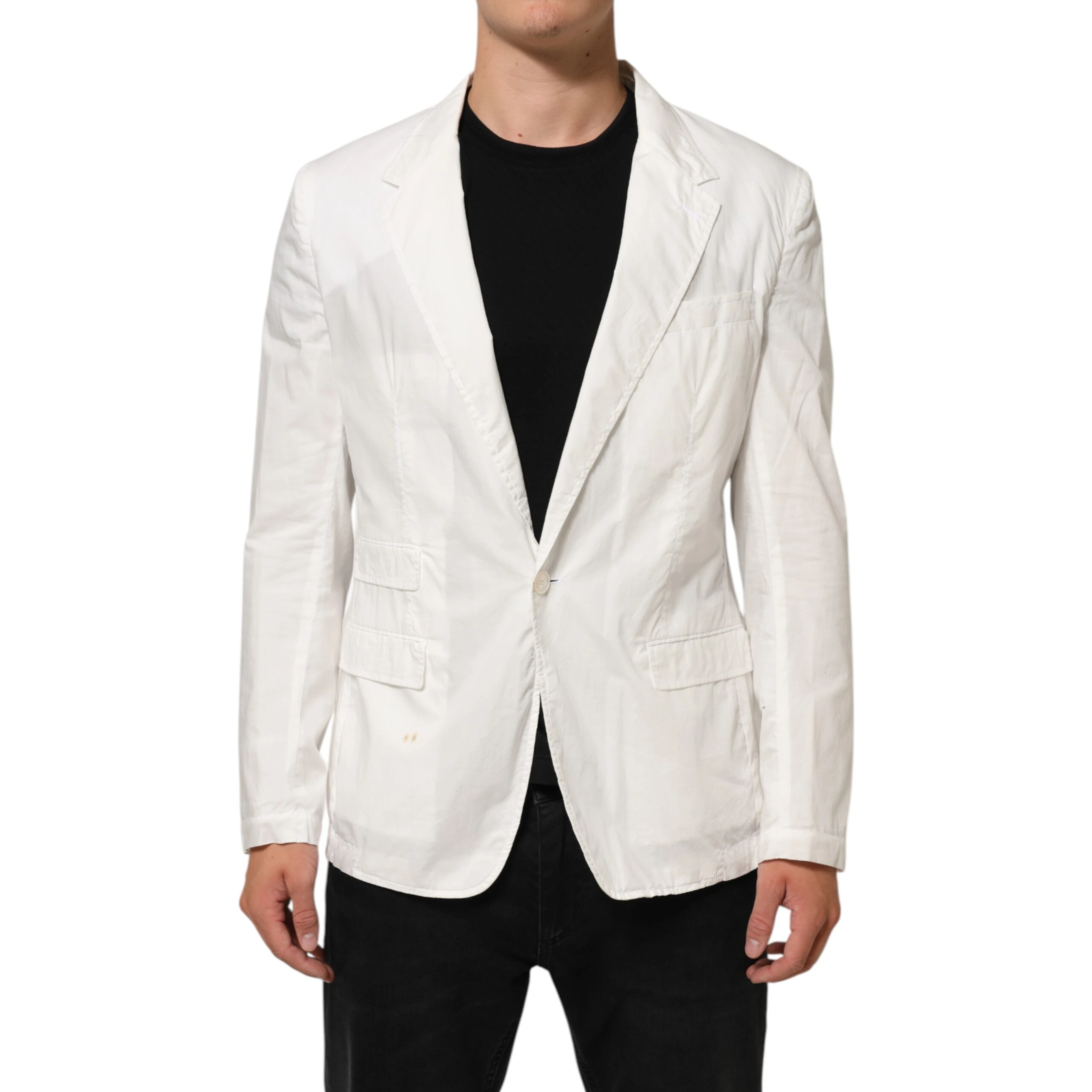 White Cotton 1 Button Men Suit Blazer