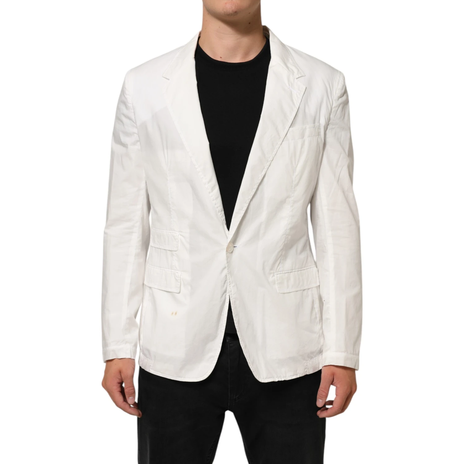 White Cotton 1 Button Men Suit Blazer