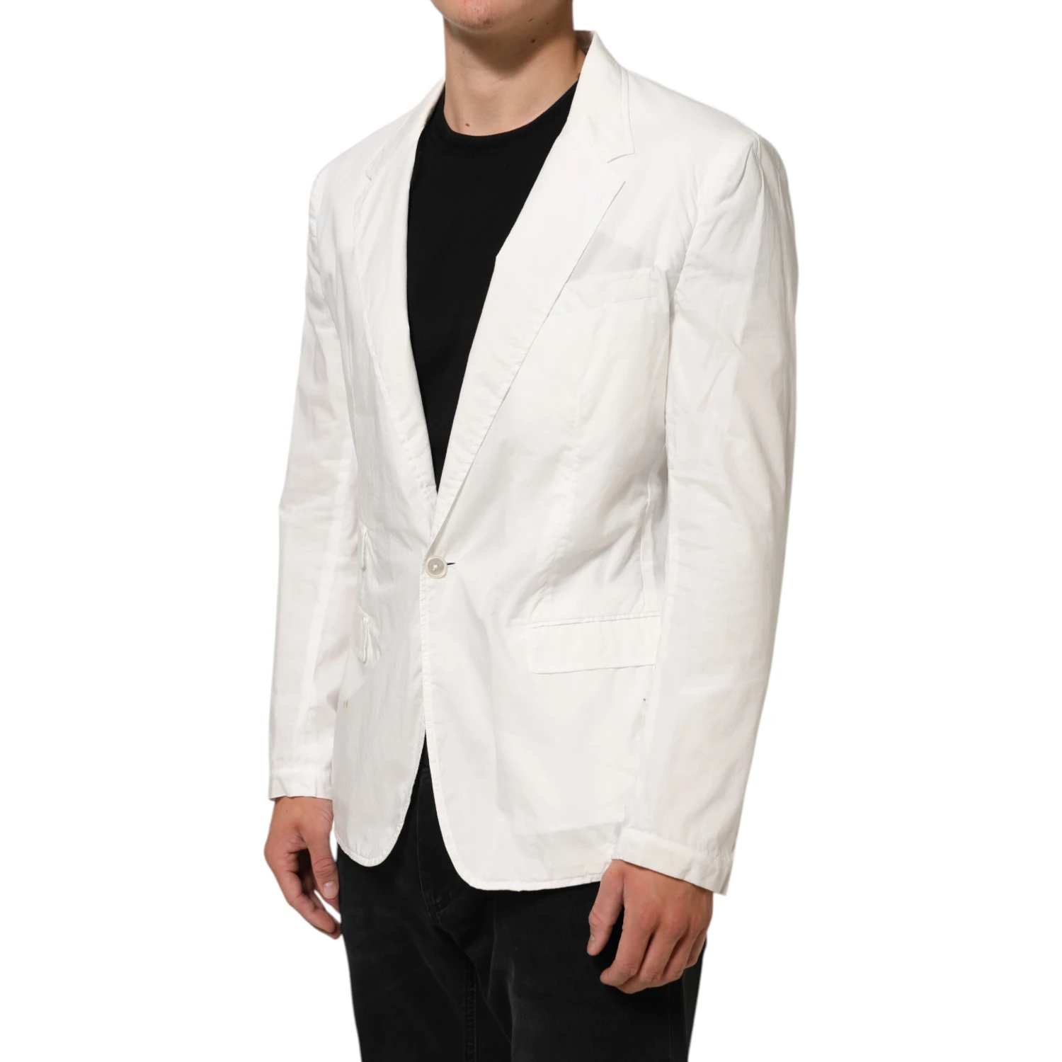 White Cotton 1 Button Men Suit Blazer