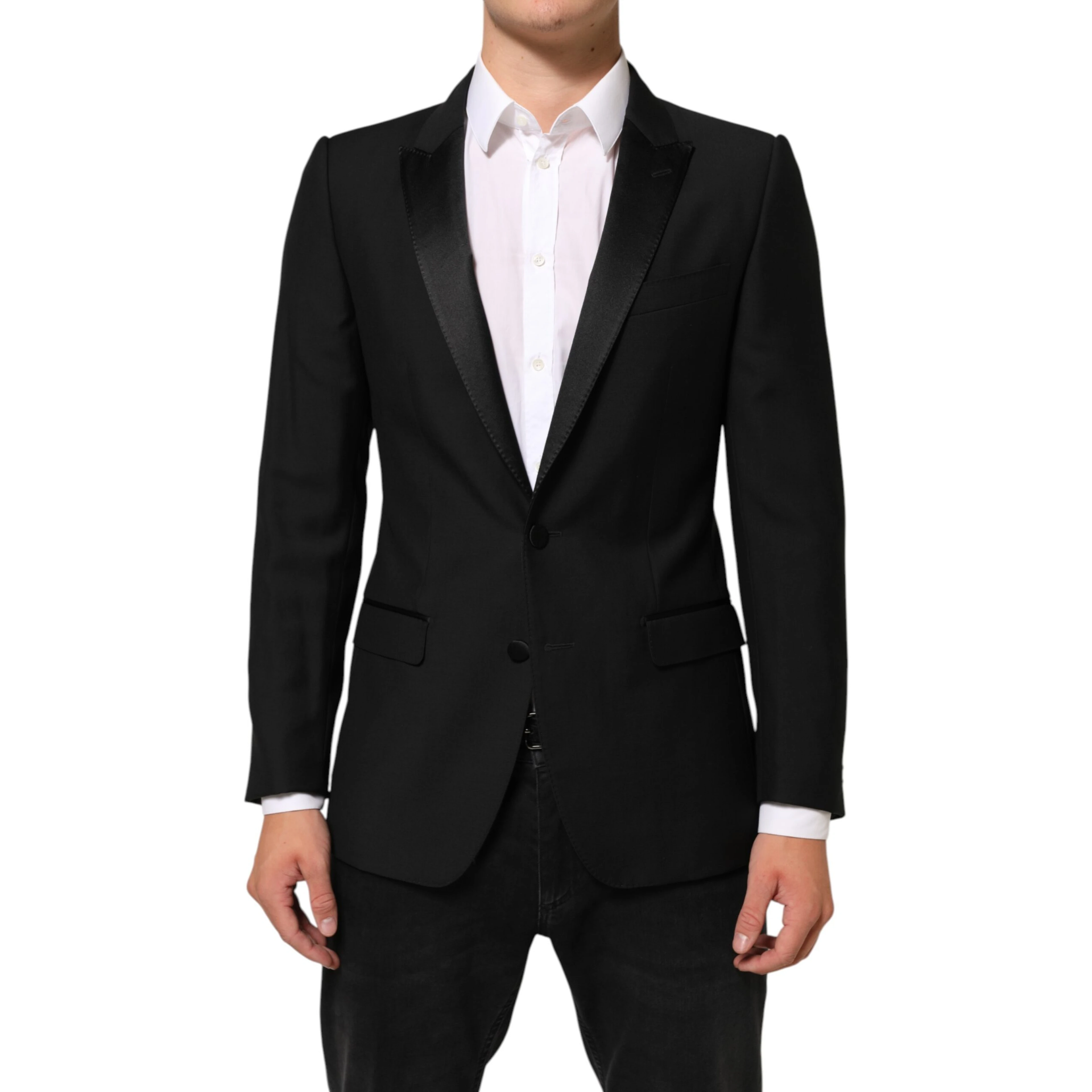 Black Wool MARTINI 2 Button Men Suit Blazer