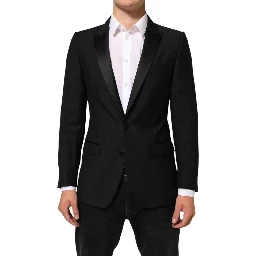 Black Wool MARTINI 2 Button Men Suit Blazer