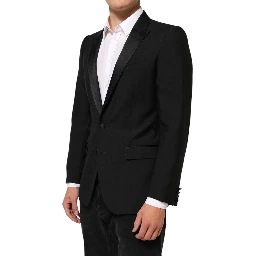 Black Wool MARTINI 2 Button Men Suit Blazer