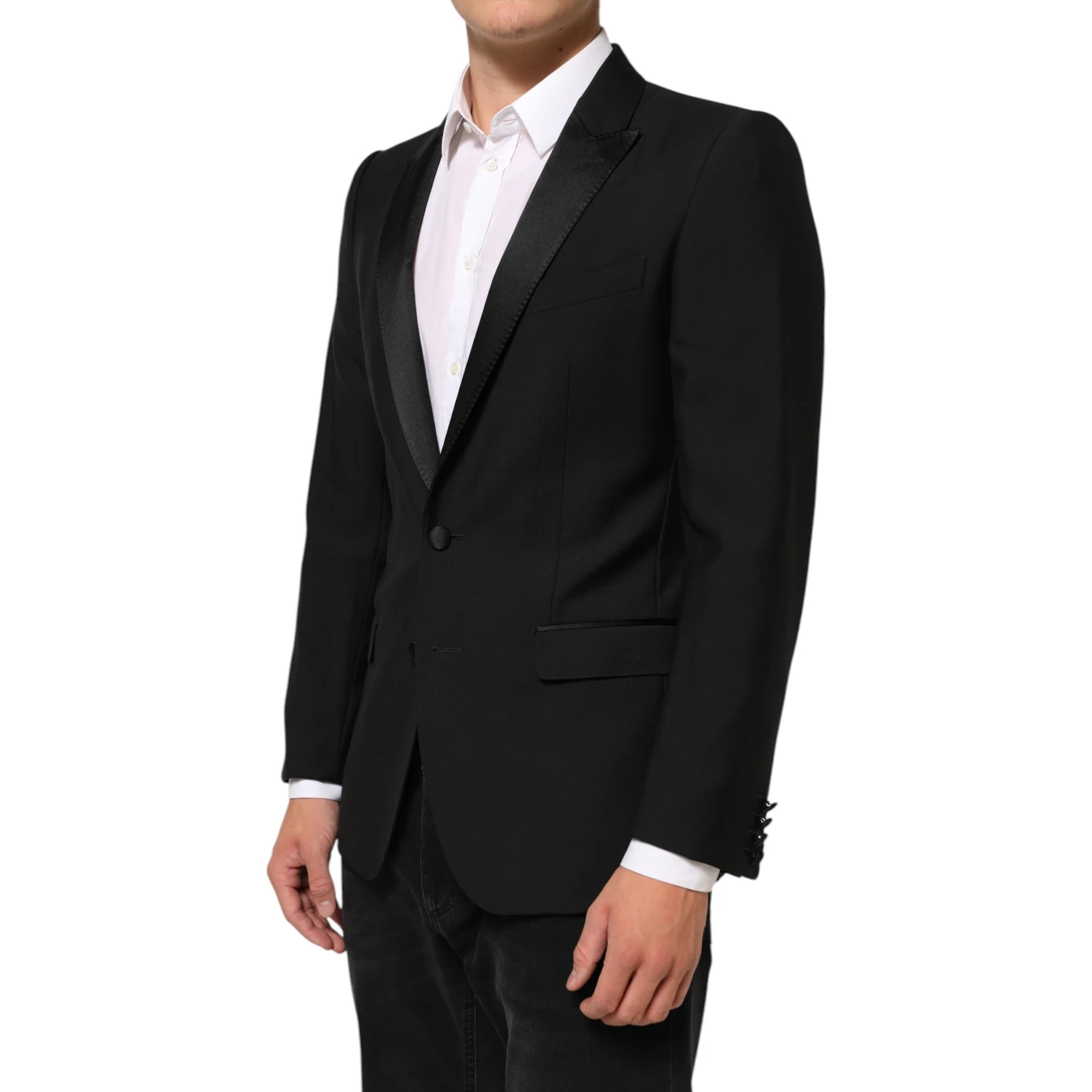 Black Wool MARTINI 2 Button Men Suit Blazer