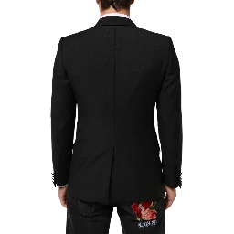 Black Wool MARTINI 2 Button Men Suit Blazer