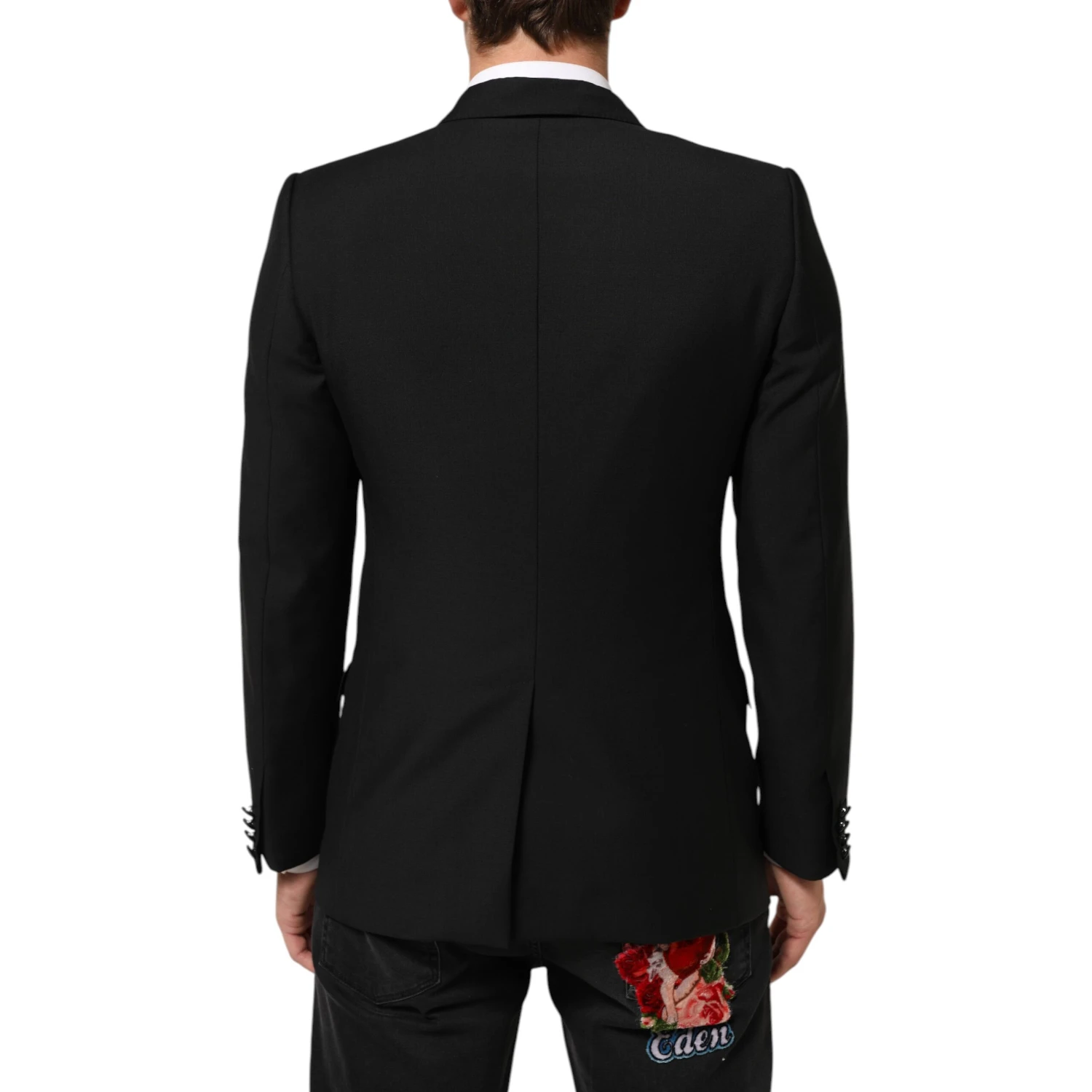 Black Wool MARTINI 2 Button Men Suit Blazer