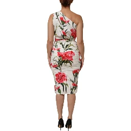 White Floral One Shoulder Sheath Dress