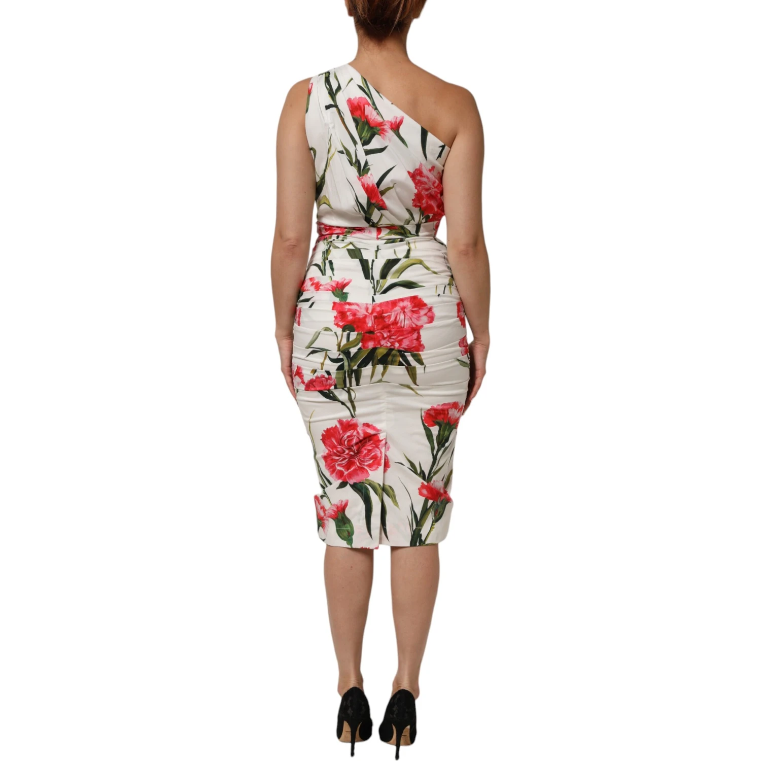 White Floral One Shoulder Sheath Dress