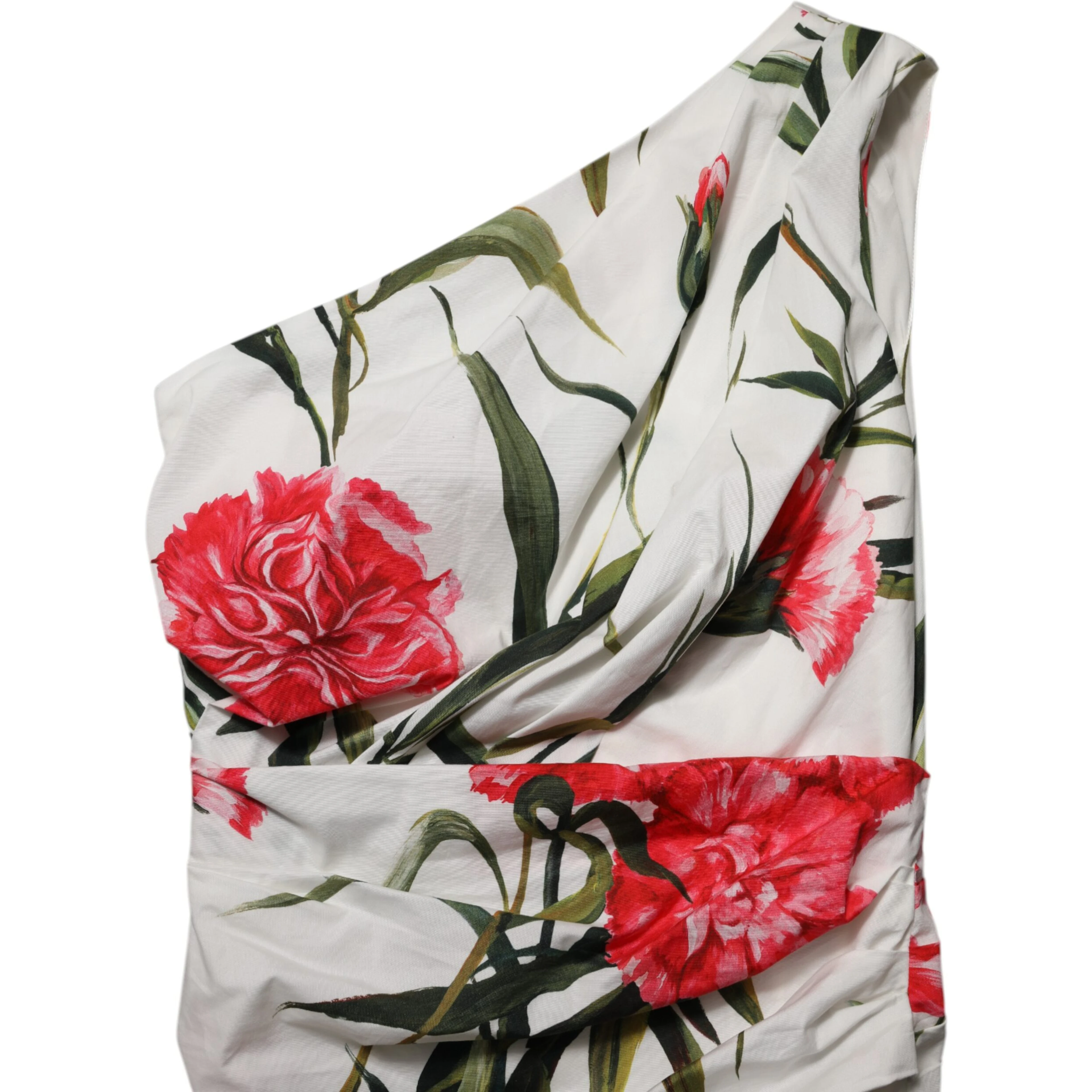 White Floral One Shoulder Sheath Dress