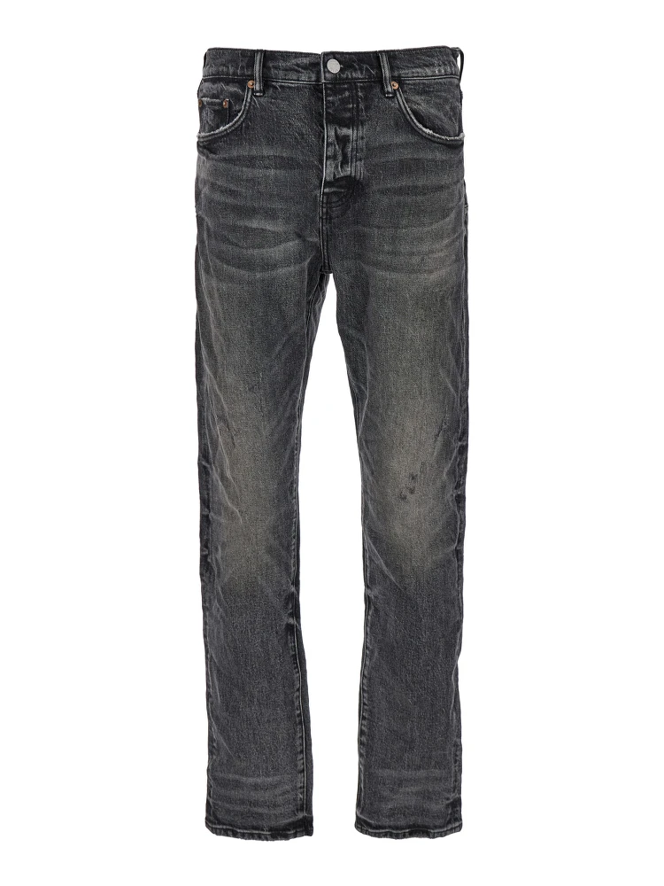Black Straight Five Pocket Jeans in Stretch Cotton Denim Man