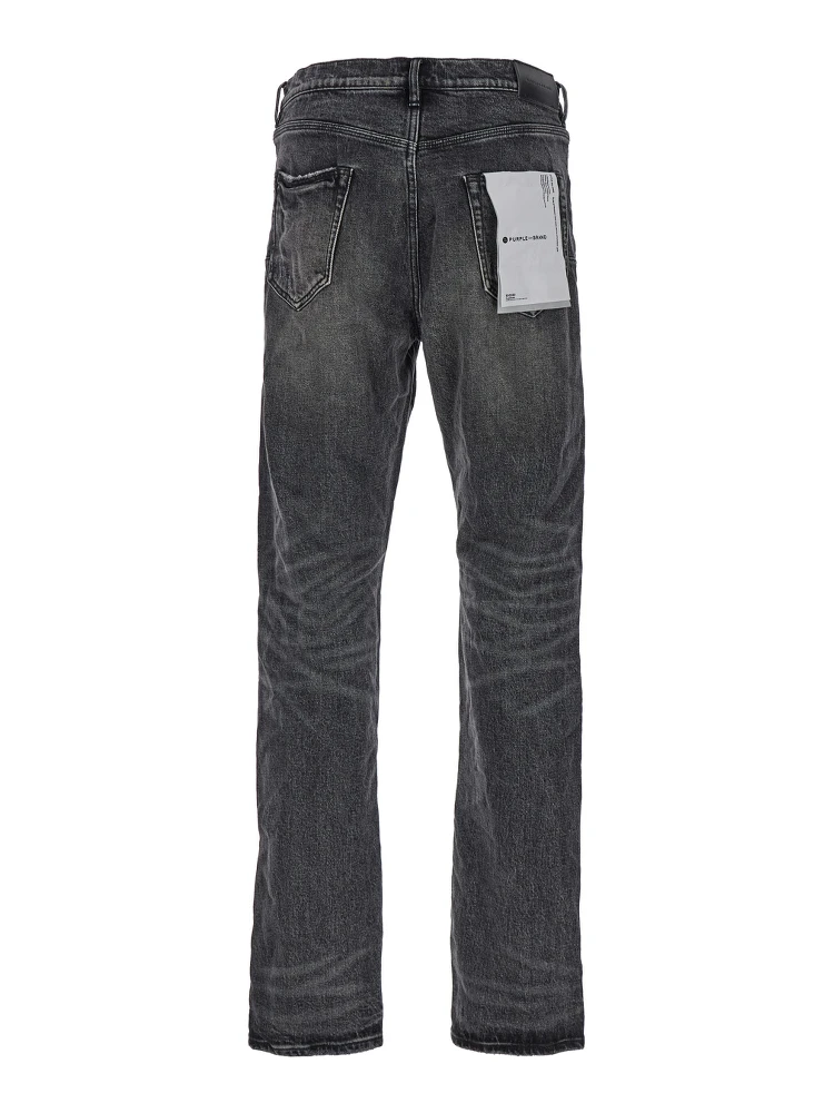 Black Straight Five Pocket Jeans in Stretch Cotton Denim Man alternative