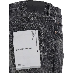 Black Straight Five Pocket Jeans in Stretch Cotton Denim Man