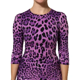 Violet Leopard Sheath Bodycon Mini Dress